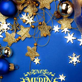 Blue and gold Christmas wallpaper