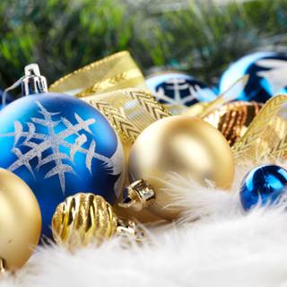 Blue and gold Christmas wallpaper
