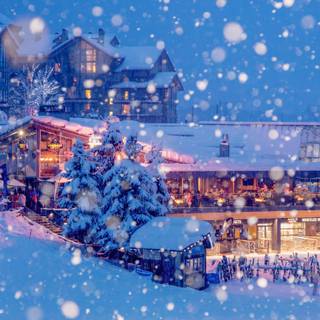 Winter village lights 4k wallpaper