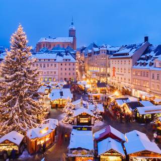 Winter village lights 4k wallpaper