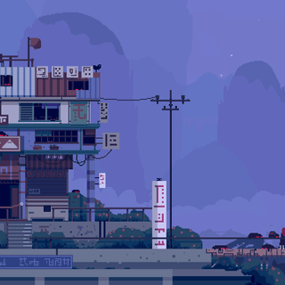 Winter pixel city wallpaper