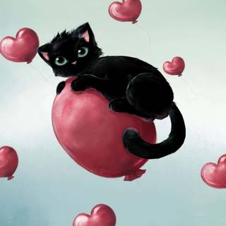 Valentine's Day cat wallpaper