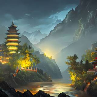 Chinese castle wallpaper