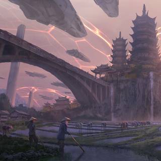 Chinese castle wallpaper