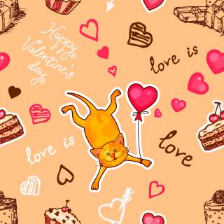 Valentine's Day cat wallpaper