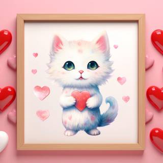 Valentine's Day cat wallpaper