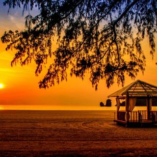Gazebo sunset wallpaper
