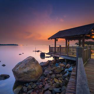 Gazebo sunset wallpaper