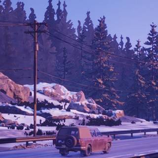 Purple winter drive wallpaper