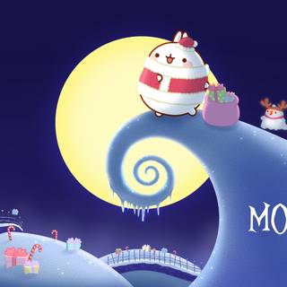 Molang winter PC wallpaper