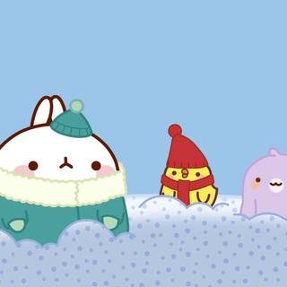 Molang winter PC wallpaper