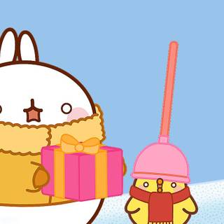 Molang winter PC wallpaper
