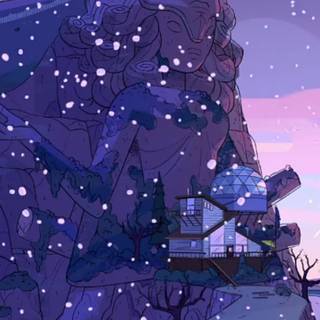 Purple winter drive wallpaper