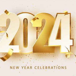Happy New Year 2024 gold wallpaper