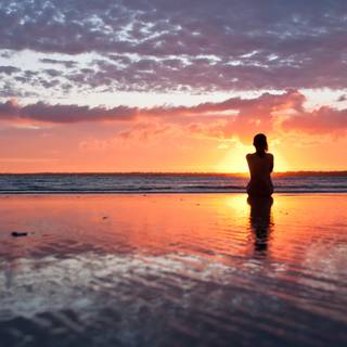 Watching sunset wallpaper