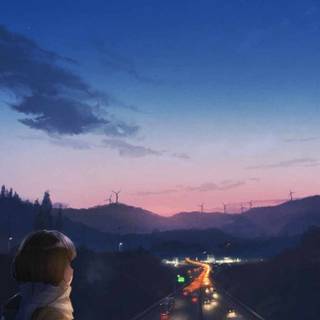 Watching sunset wallpaper