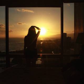 Watching sunset wallpaper