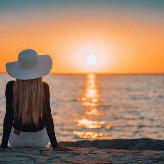 Watching sunset wallpaper