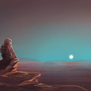 Watching sunset wallpaper