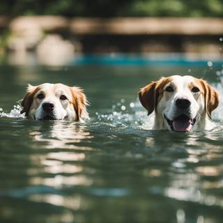 Dogs swimming wallpaper