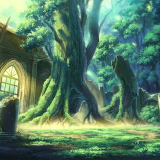 Anime forest PC wallpaper