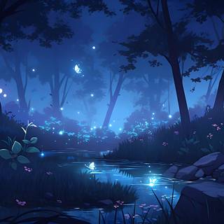 Anime forest PC wallpaper