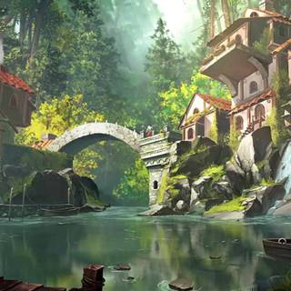 Anime forest PC wallpaper