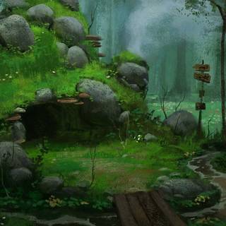 Anime forest PC wallpaper