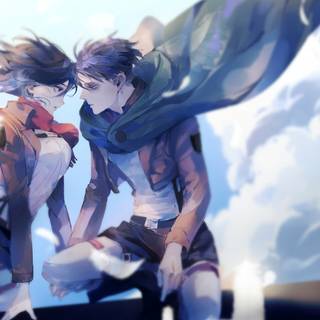 Eren and Mikasa 4k wallpaper