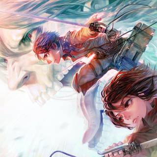 Eren and Mikasa 4k wallpaper