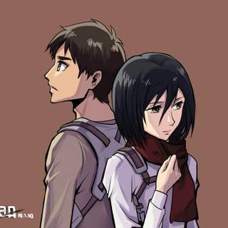 Eren and Mikasa 4k wallpaper