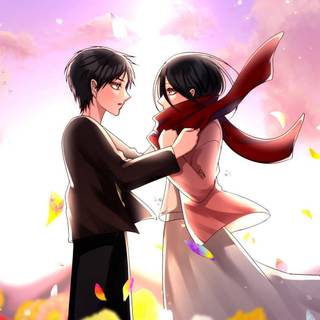 Eren and Mikasa phone wallpaper