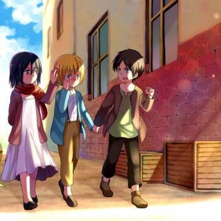 Eren and Mikasa 4k wallpaper