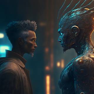 Human vs AI wallpaper