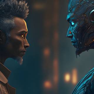 Human vs AI wallpaper