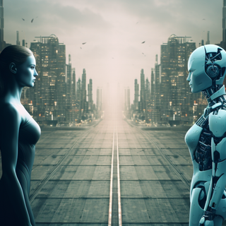 Human vs AI wallpaper