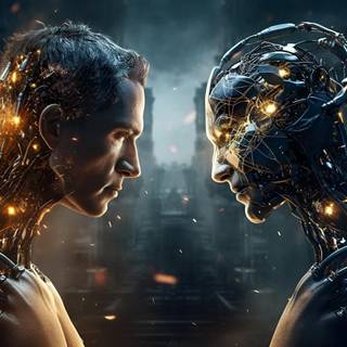 Human vs AI wallpaper