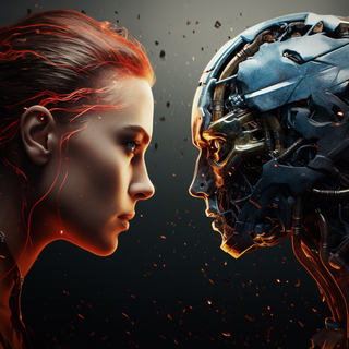 Human vs AI wallpaper