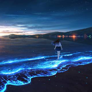 Glowing ocean wallpaper