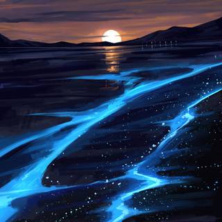 Glowing ocean wallpaper