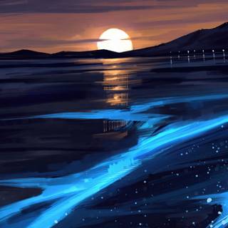 Glowing ocean wallpaper
