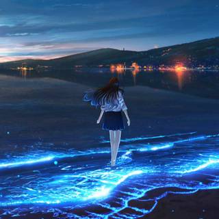 Glowing ocean wallpaper
