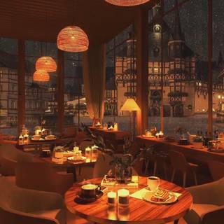 Cozy coffee shop wallpaper