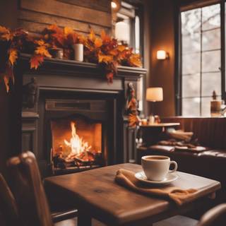 Cozy coffee shop wallpaper