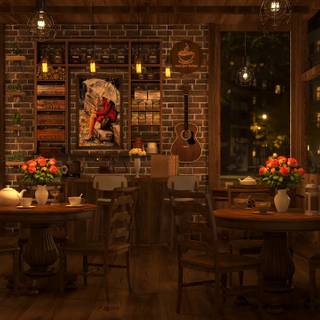 Cozy coffee shop wallpaper