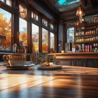 Cozy coffee shop wallpaper