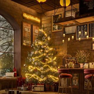 Cozy coffee shop wallpaper