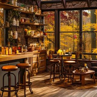 Cozy coffee shop wallpaper