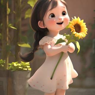 Beautiful cartoon girl phone wallpaper