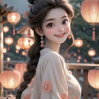 Beautiful cartoon girl phone wallpaper